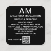 ~*抽象芸術アートはっきりしたグリッターフォトロゴQR スクエア名刺 (裏面)