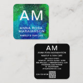 ~*抽象芸術アートはっきりしたグリッターフォトロゴQR スクエア名刺 (正面/裏面)