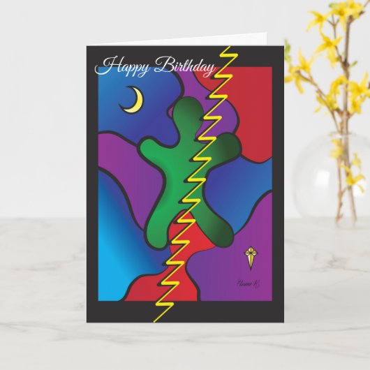 抽象芸術アートをテーマにした誕生日カード カード (黄色い花)