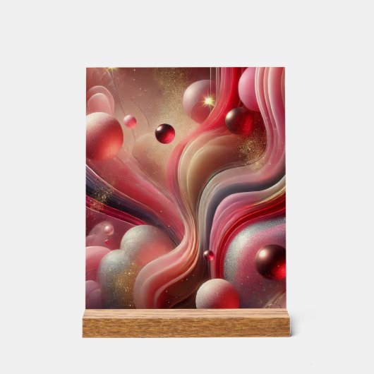 抽象芸術アートアクリルサイン（木製台付） アクリルサイン (正面)