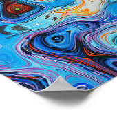 抽象芸術アートイエローオレンジブルーブラックスワール ポスター (角)