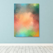 抽象芸術アートイエローグリーンレッドモダンブルー キャンバスプリント (インサイチュ (ウッドフロア))