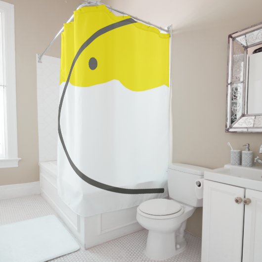 抽象芸術アートイエローグレーホワイトミニマリズム シャワーカーテン (インサイチュ)