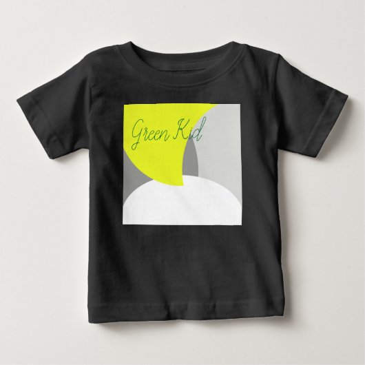 抽象芸術アートイエローグレーホワイト ベビーTシャツ (正面)
