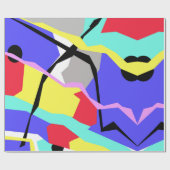 抽象芸術アートイエローホワイトグレーパターン ラッピングペーパー (フラット)