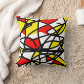 抽象芸術アートイエローレッド白黒 クッション (ブランケット)