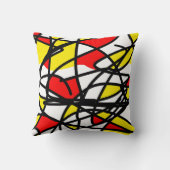 抽象芸術アートイエローレッド白黒 クッション (裏面)