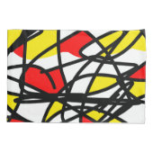 抽象芸術アートイエローレッド白黒 枕カバー (裏面)