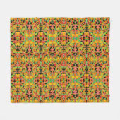 抽象芸術アートインディアンスタイルパタ数々のーン色 フリースブランケット (正面(横))