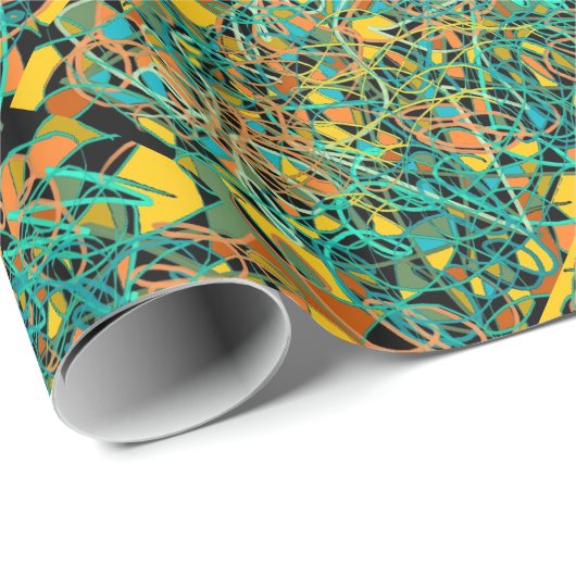 抽象芸術アートインディアンルックれんが模様サリデザイン ラッピングペーパー (ロールコーナー)