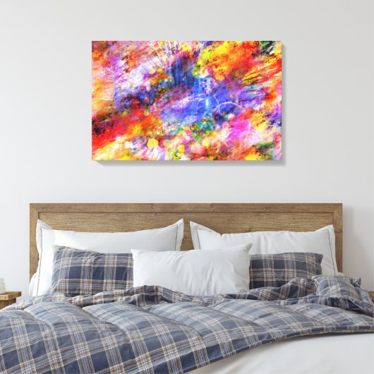 抽象芸術アートウォーターカラースプラッシュデザイン キャンバスプリント (インサイチュ (寝室))