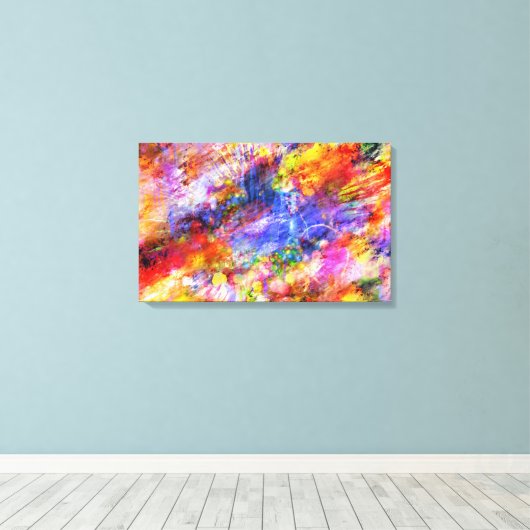 抽象芸術アートウォーターカラースプラッシュデザイン キャンバスプリント (インサイチュ (ウッドフロア))