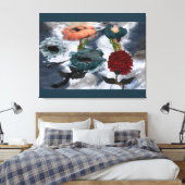 抽象芸術アートウォーターカラーフローラ キャンバスプリント (インサイチュ (寝室))