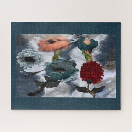 抽象芸術アートウォーターカラーフローラ ジグソーパズル (横)