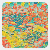 抽象芸術アートエキゾチック夏の庭 スクエアシール (正面)