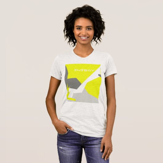 抽象芸術アートエナジーイエローグレイ Tシャツ (正面フル)