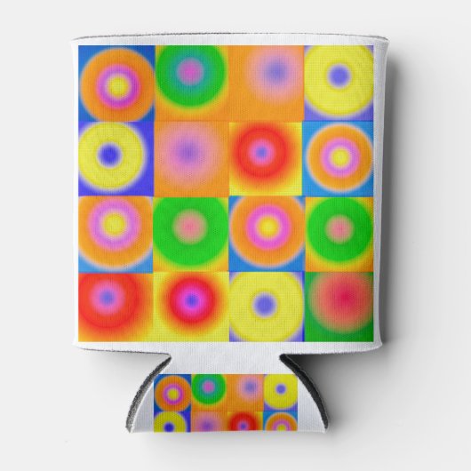 抽象芸術アートカラフルハッピー 缶クーラー (正面)