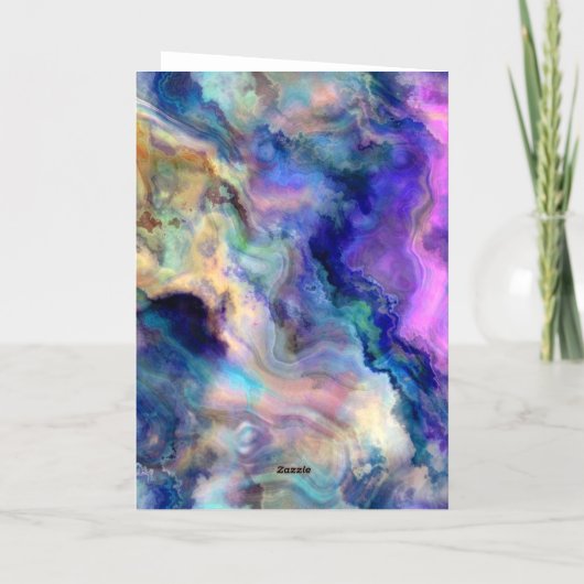 抽象芸術アートカラー折り畳みフォイルホリデーカード 箔シーズンカード (裏面)