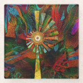 抽象芸術アートガラスコースター ガラスコースター (正面)