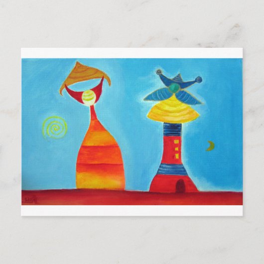 抽象芸術アートキングクイーンアートポストカード ポストカード (正面)