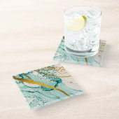 抽象芸術アートクラウド：半透明インク ガラスコースター (アングル)