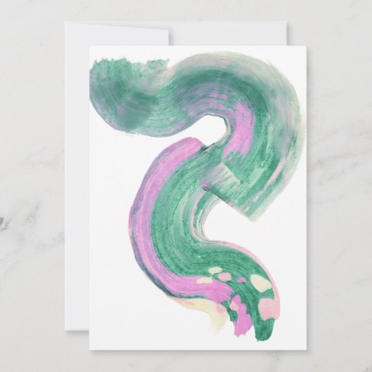 抽象芸術アートグリーンウォーター色卒業パーティー 招待状 (裏面)