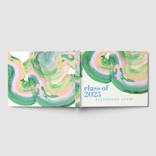 抽象芸術アートグリーンウォーター色卒業2024 ゲストブック (全面)