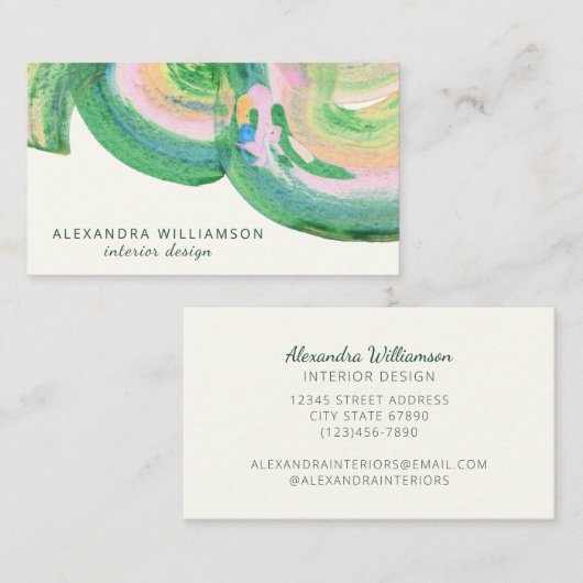 抽象芸術アートグリーンウォーター色大理石名 名刺 (正面/裏面)