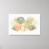 抽象芸術アートグリーンストークス、金ゴールド付きピーチサークル キャンバスプリント (正面)