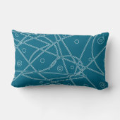抽象芸術アートグリーンブルーラインサークルミニマリズム ランバークッション (裏面)