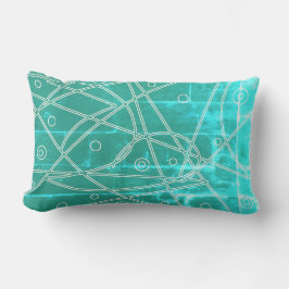 抽象芸術アートグリーンブルーラインサークルミニマリズム ランバークッション