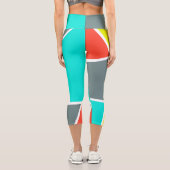 抽象芸術アートグレーイエローコーラルミニマリズム カプリレギンス (裏面)