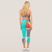 抽象芸術アートグレーイエローコーラルミニマリズム カプリレギンス (裏面)