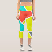 抽象芸術アートグレーイエローコーラルミニマリズム カプリレギンス (正面)