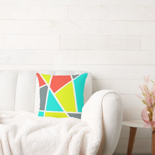 抽象芸術アートグレーイエローコーラルミニマリズム クッション (ソファ)