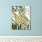 抽象芸術アートグレーグリーンモダンホームデコーギフト キャンバスプリント (インサイチュ (ウッドフロア))