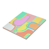 抽象芸術アートグレーホワイトイエローターコイズパステル タイル (側面)