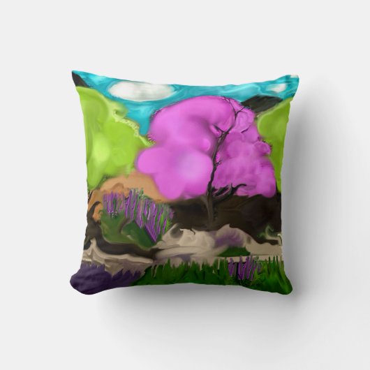 抽象芸術アートコットンキャンディツリーズ クッション (正面)