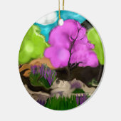 抽象芸術アートコットンキャンディツリーズ セラミックオーナメント (左)