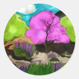 抽象芸術アートコットンキャンディツリーズ ラウンドシール
