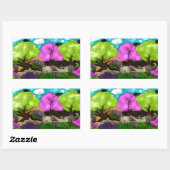 抽象芸術アートコットンキャンディツリーズ 長方形シール (シート)