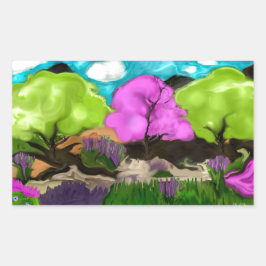 抽象芸術アートコットンキャンディツリーズ 長方形シール