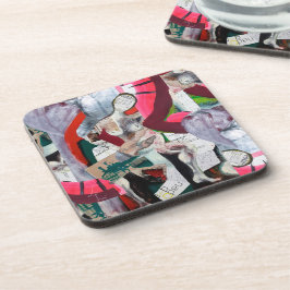 抽象芸術アートコラージュ絵を描ハンド コースター