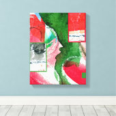 抽象芸術アートコラージュ、ミックスメディア、水彩画2 キャンバスプリント (インサイチュ (ウッドフロア))