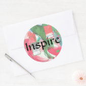 抽象芸術アートコラージュ、ミックスメディア、水彩画2 ラウンドシール (封筒)