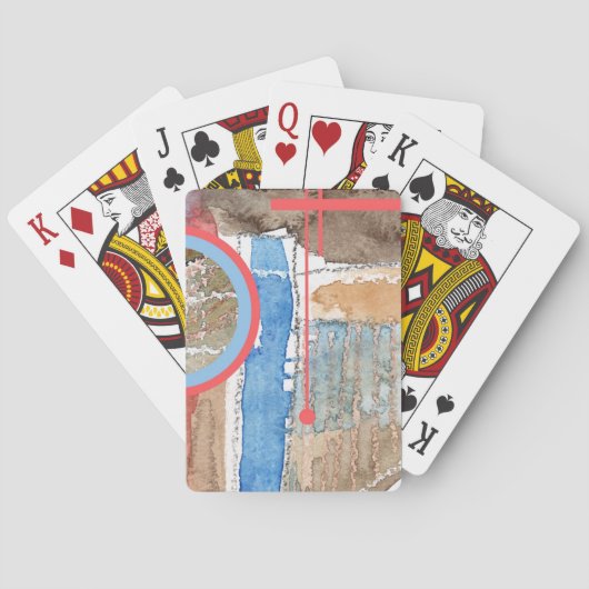 抽象芸術アートコラージュ、ミックスメディア、水彩5 トランプ (裏面)