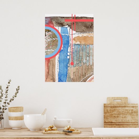 抽象芸術アートコラージュ、ミックスメディア、水彩5 ポスター (キッチン)