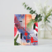 抽象芸術アートコラージュ、ミックスメディア、水彩 ポストカード (スタンド正面)