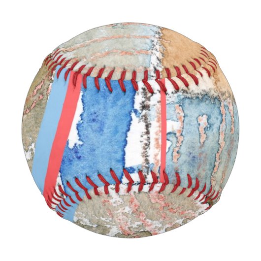 抽象芸術アートコラージョン，混合メディア，水彩4 野球ボール (裏面)