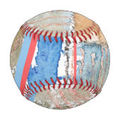 抽象芸術アートコラージョン，混合メディア，水彩4 野球ボール (正面)